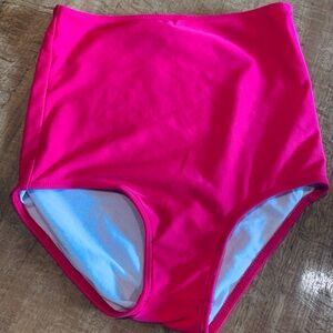 Kortni Jeane size 10 girls Vibrant Pink High-Waisted Swim Bottoms